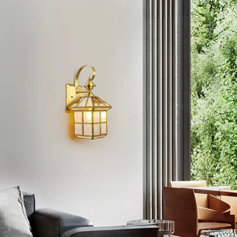 Classy Square Copper Cage Wall Lamp Light