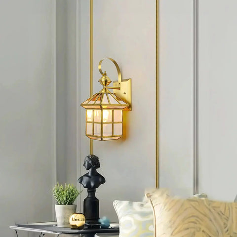 Classy Square Copper Cage Wall Lamp Light