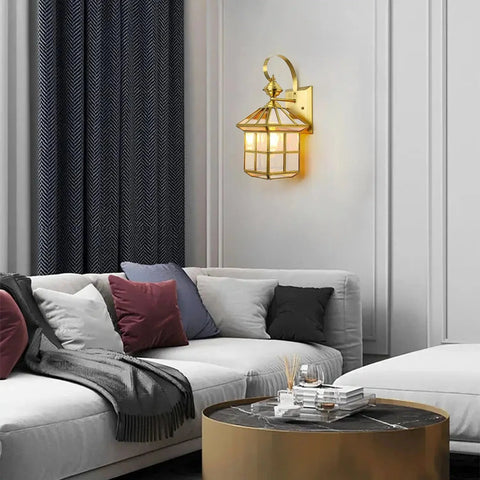 Classy Square Copper Cage Wall Lamp Light