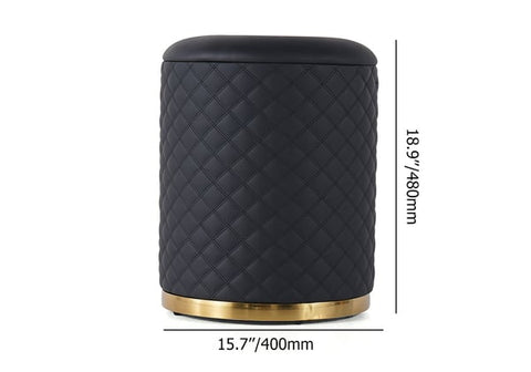 Small Round Vanity Stool PU Leather Upholstered Ottoman Stool