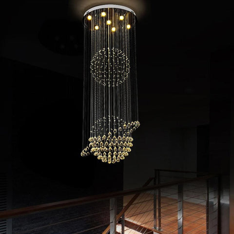 Galaxy Staircase Long Crystal Chandelier