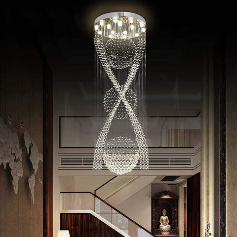 3S Spiral Staircase Long Crystal Chandelier