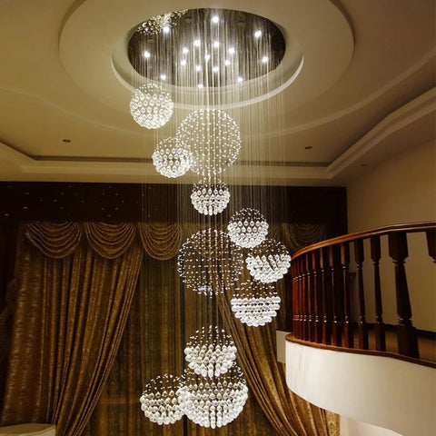 10S Staircase Long Crystal Chandelier