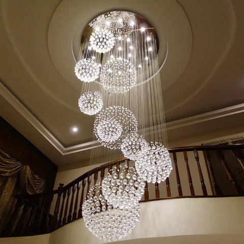 10S Staircase Long Crystal Chandelier