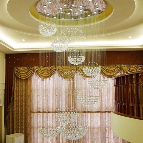 10S Staircase Long Crystal Chandelier