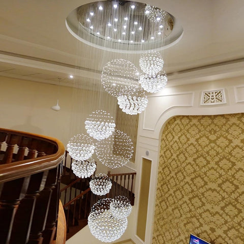 10S Staircase Long Crystal Chandelier