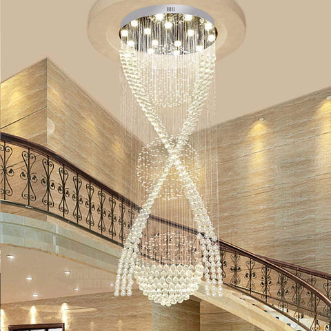 3S Spiral Staircase Long Crystal Chandelier