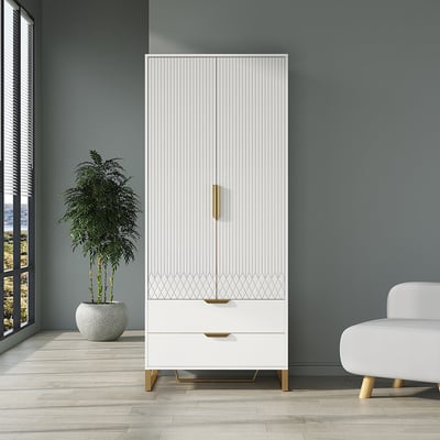 Aro Modern White Tall Wardrobe