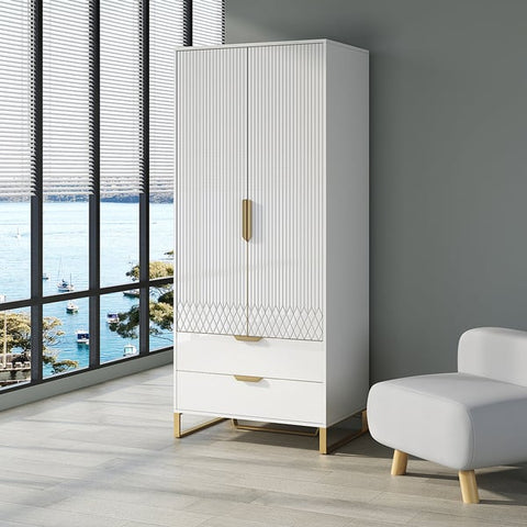 Aro Modern White Tall Wardrobe