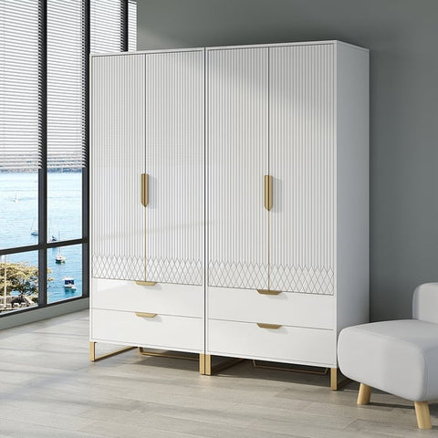 Aro Modern White Tall Wardrobe