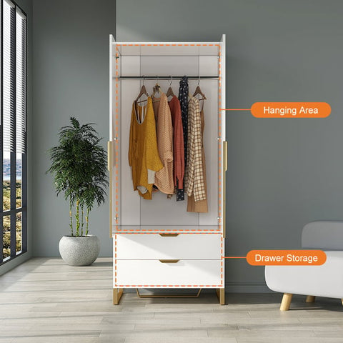 Aro Modern White Tall Wardrobe