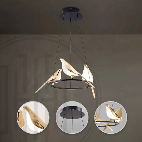 Chirpy Bird Round Chandelier