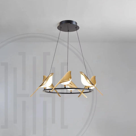 Chirpy Bird Round Chandelier