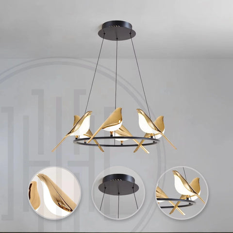 Chirpy Bird Round Chandelier