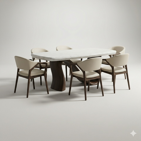 White Ash Dining Table Set_RTS