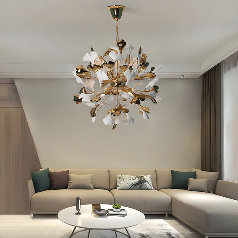 Ceramic Gingko Leaf Chandelier