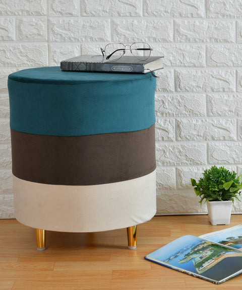 TRI COLOR FANCY VELVET POUF