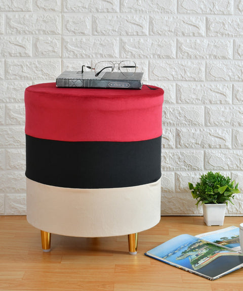 TRI COLOR FANCY VELVET POUF