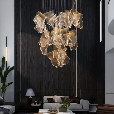 Crumpled Paper Acrylic Chandelier