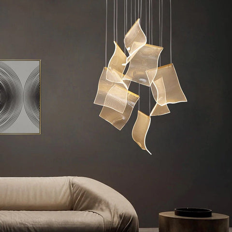 Crumpled Paper Acrylic Chandelier