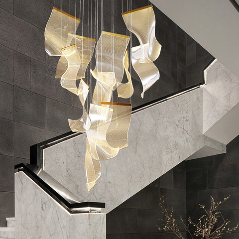 Crumpled Paper Acrylic Chandelier