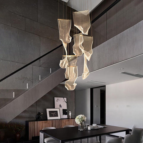 Crumpled Paper Acrylic Chandelier