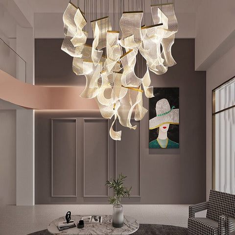 Crumpled Paper Acrylic Chandelier