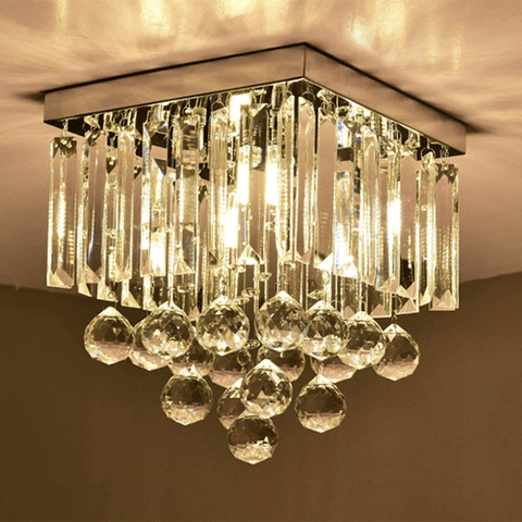 Ellipse Chrome Square Flush Mount Crystal Chandelier