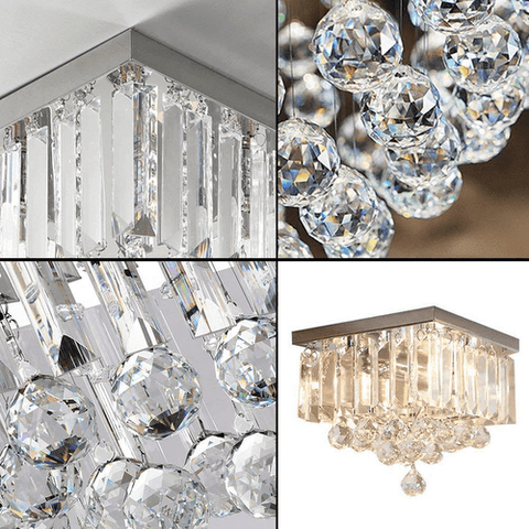 Ellipse Chrome Square Flush Mount Crystal Chandelier