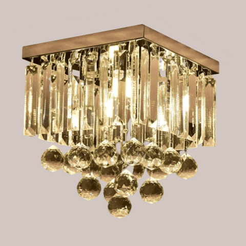 Ellipse Chrome Square Flush Mount Crystal Chandelier