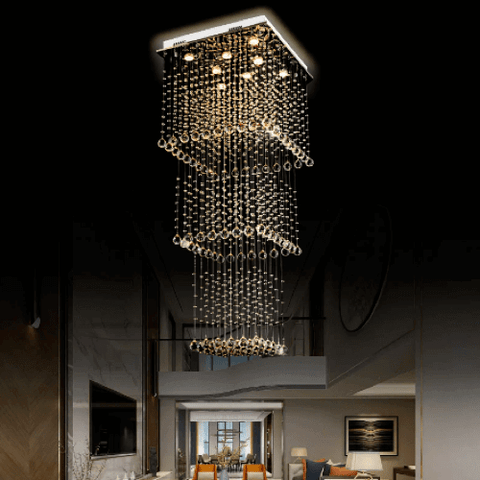 Magna Raindrop Long Crystal Chandelier