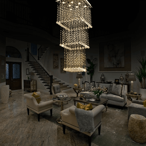 Magna Raindrop Long Crystal Chandelier