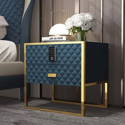 Luxurious PU Finish Side Table with PVD-Coated SS304 Metal Elements