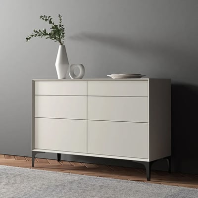 Minimalist Off White Dresser Accent 6-Drawer Cabinet