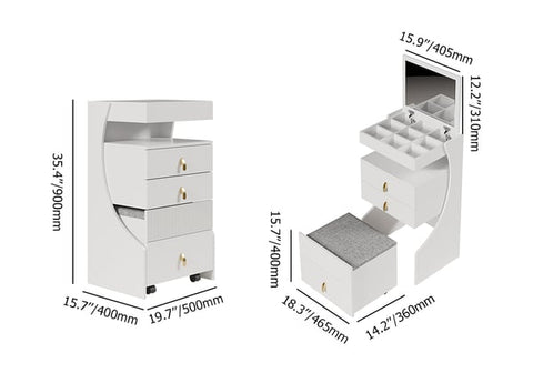 Modern White Makeup Vanity Set with Mirror Mini Dressing Table with Stool