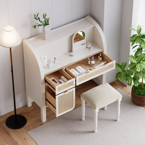 Bline Black Makeup Vanity Table Marble Dressing Table with Drawers Gold Stainless Steel