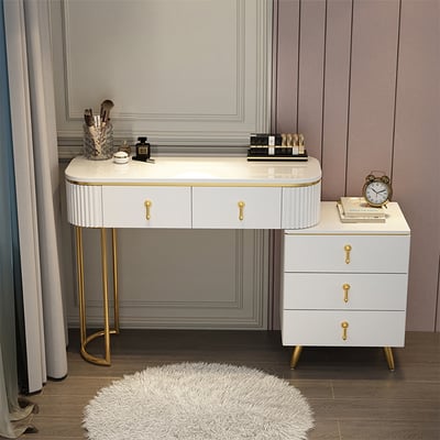 Wall Mounted Makeup Vanity with Drawer & Movable Mirror Foldable Vanity Table in Walnut