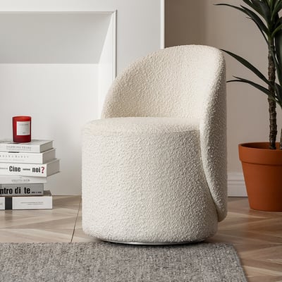Nordic Boucle Round Vanity Stool Swivel