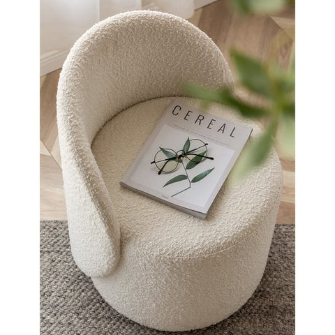 Nordic Boucle Round Vanity Stool Swivel