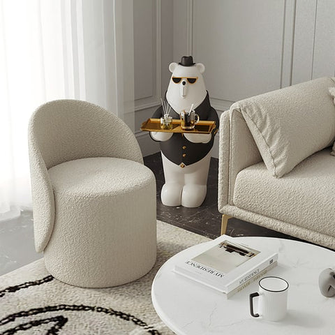 Nordic Boucle Round Vanity Stool Swivel