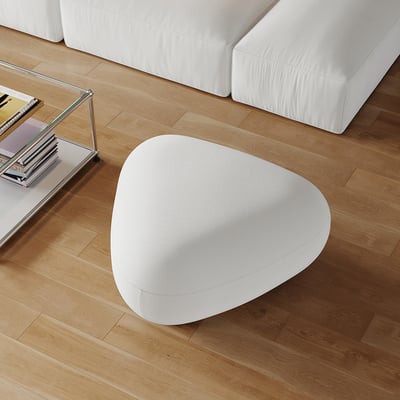 Wide Modern Velvet Upholstered Cocktail Ottoman Novelty Footstool in White