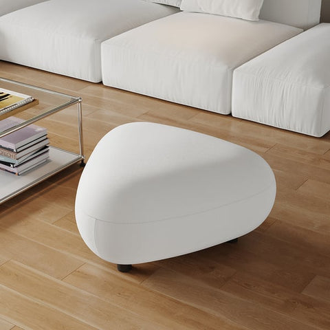 Wide Modern Velvet Upholstered Cocktail Ottoman Novelty Footstool in White