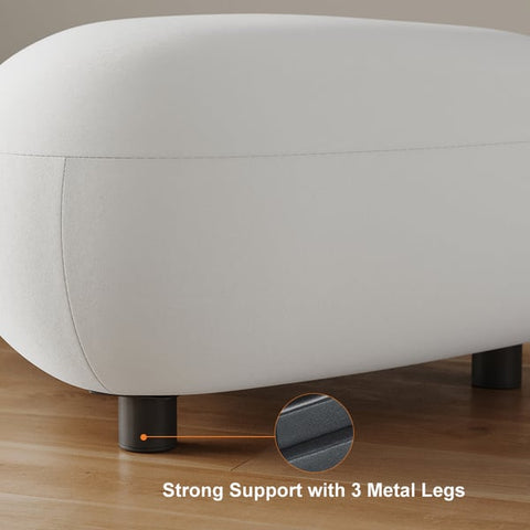 Wide Modern Velvet Upholstered Cocktail Ottoman Novelty Footstool in White