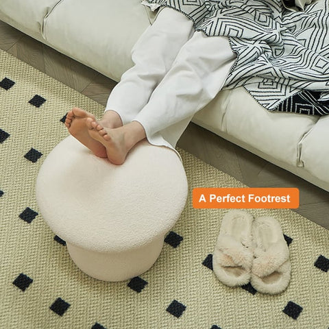 Mushroom Ottoman Upholstered Pouf Novelty Footstool Cute Footrest